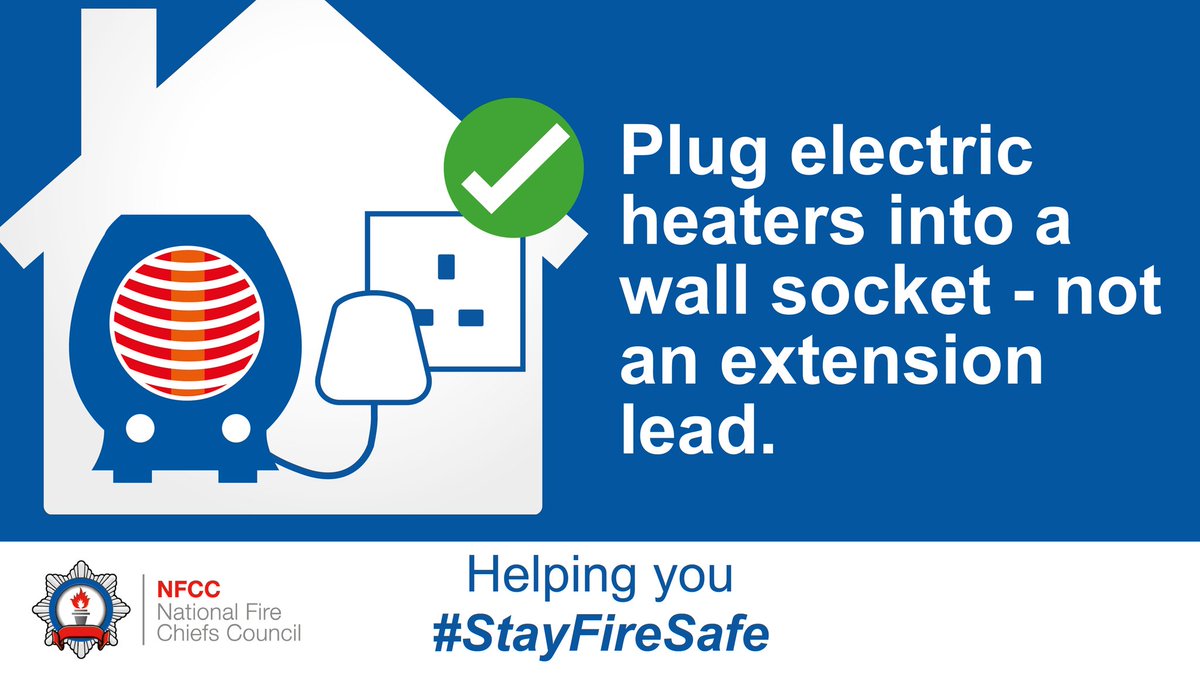 Electric portable heaters should not be plugged into extension leads. They should always be plugged directly into wall sockets due to the power they need to work safely. orlo.uk/A9z8f #CostOfLiving #StayFireSafe