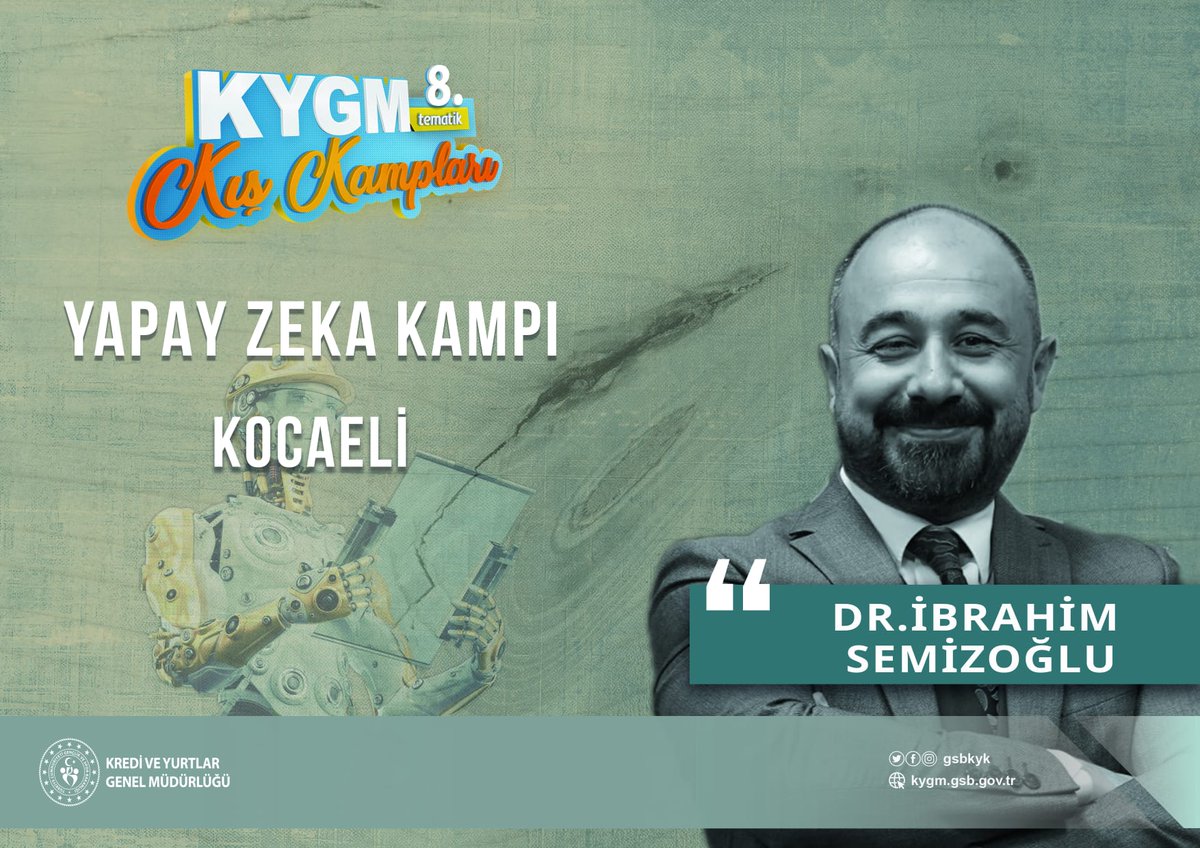 🖥️  GSB Bilgi İşlem Daire Başkanı Dr. İbrahim Semizoğlu, Gençlik ve Spor Bakanlığındaki yapay zeka uygulamalarını ve geleceğin teknolojisini anlatacak.
 
#GSBYurtlarıKampta
#KYGMKışKampları