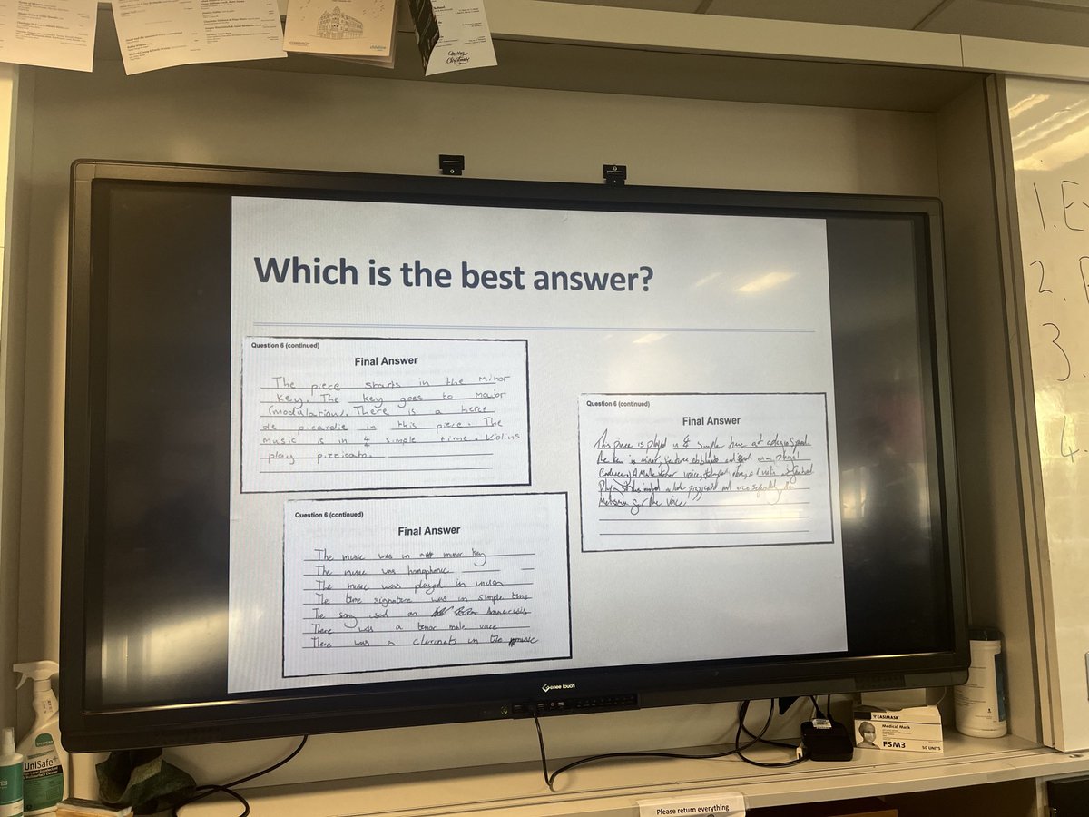 bones_carmel's tweet photo. Whole class feedback led onto prominent features questions ⁦@sqanews⁩ Higher 🎵 Music ⁦@PortobelloHigh⁩ Mr Cuthbertson ‘play the examiner’ ⁦@MrsN_Music⁩ fabulous prelim review - aiming for, the receiver of feedback working harder than the person who gave it! 💥 https://t.co/Yw5XzVfm3K