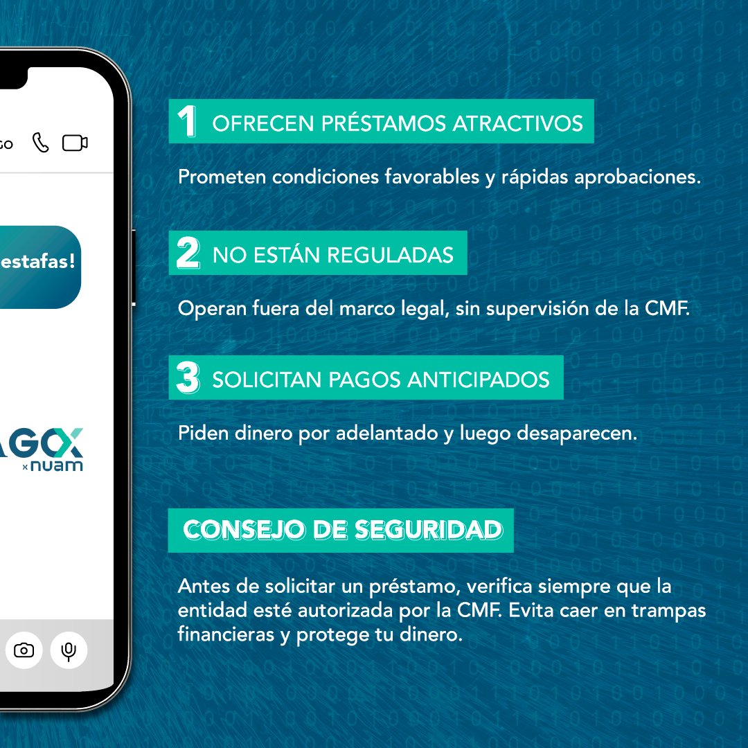 En la Bolsa de Santiago, tu seguridad es nuestra prioridad. Por eso, queremos informarte sobre la última alerta de la CMF con relación a préstamos online irregulares. 🚨🔍 Desliza para conocer todos los detalles y aprende cómo protegerte. 📲💡