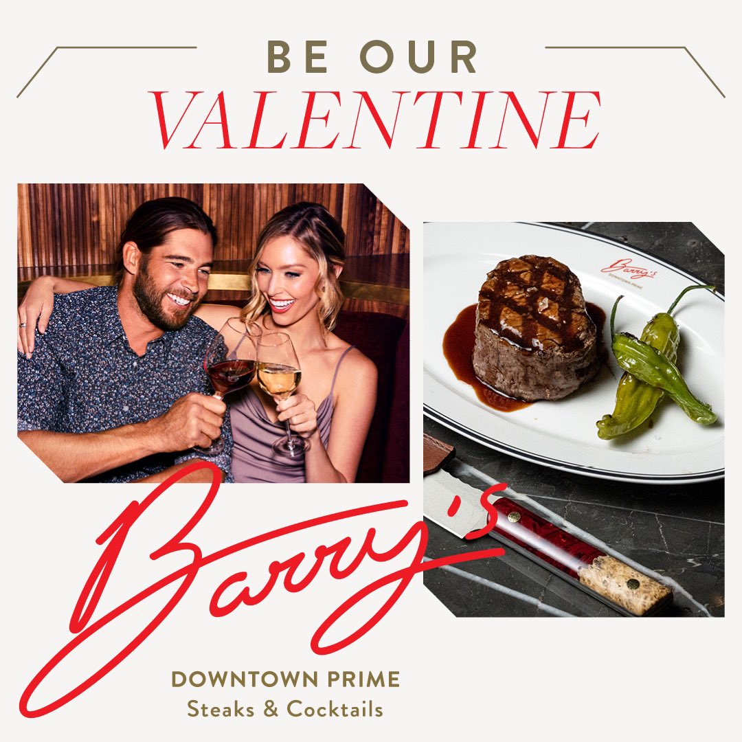Enjoy an exclusive and custom #BarrysDowntownPrime Valentine’s Day experience. 🥂 Guests who pre-purchase our Exclusive Garden Room menu will relish an incredibly romantic and intimate atmosphere fitting for the occasion. Reserve/view menu: barrysdowntownprime.com