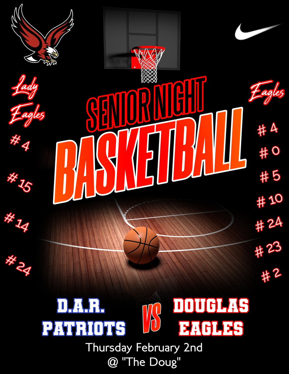 EaglesDouglas's tweet photo. Thursday night is Senior Night at “The Doug”

Come out and show these kids some love and appreciation!! https://t.co/kxdtKAViWX