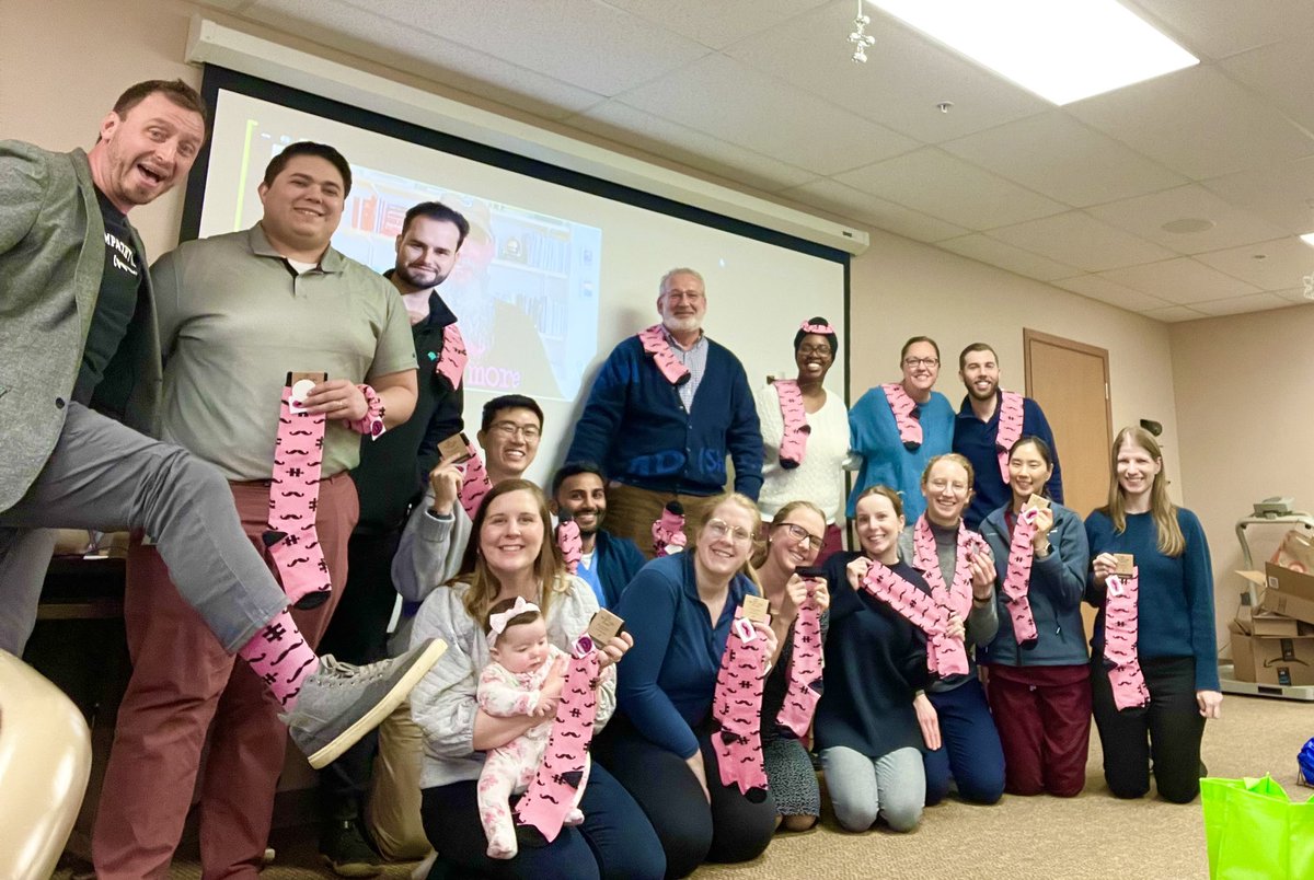 hat tip @LGin412 for the gifting magic & creating smiles! welcome to the #pinksocks tribe forbes family med residency in #pgh! the world is full of good! when u believe it, u see it. keep doing that! 🌍💖😊 #meded ✨