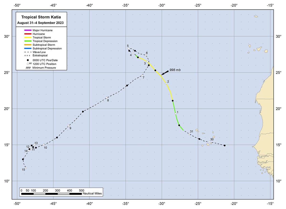 The Tropical Cyclone Report for Tropical Storm #Katia (August 31-September 4, 2023) has been posted on the NHC website: nhc.noaa.gov/data/tcr/AL122…