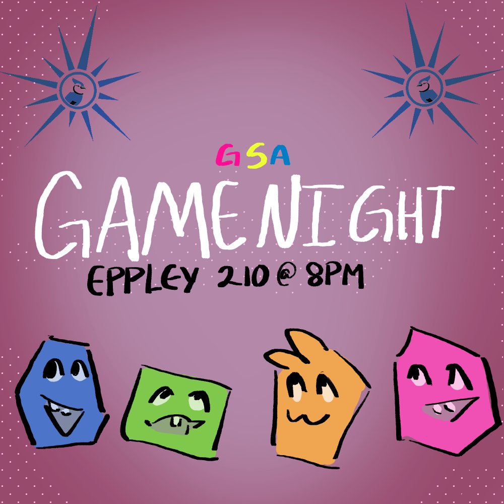 Join us at Eppley 210 at 8 for a game night! Well be playing Jack box and some other games.
