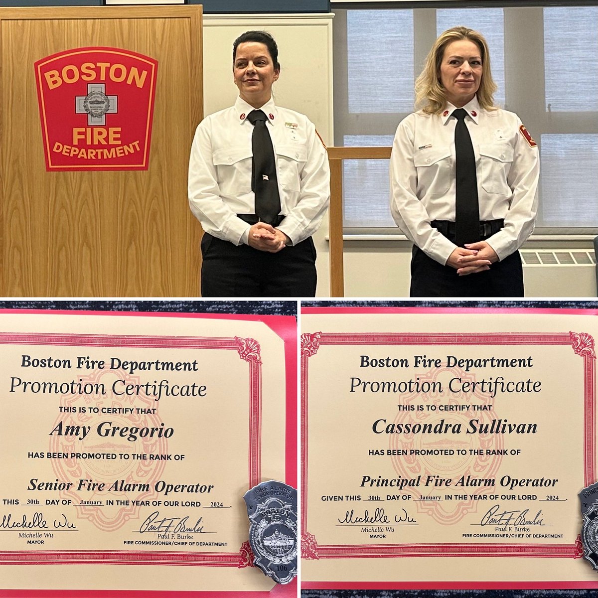 BostonFire's tweet image. Congratulations on the promotions of 2 of fire alarms leading ladies. Snr Operator Amy Gregorio and Principal Operator Cassondra Sullivan. Another job well done!!