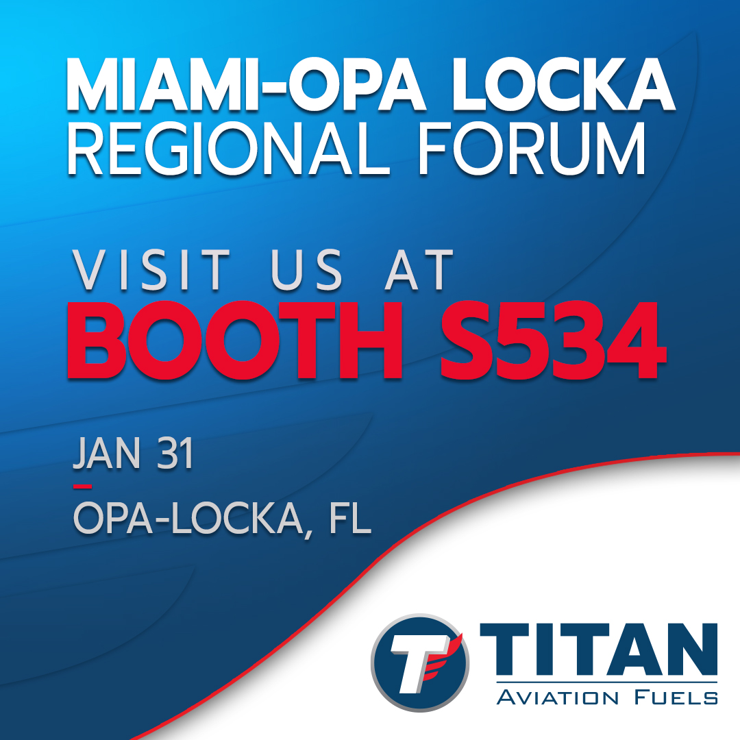 TitanFuels's tweet photo. The TITAN team will be exhibiting at the Regional Forum in Miami tomorrow.  Stop by booth #S534!  We look forward to seeing you. 

#OpaLocka2024 #BizAv #NBAA https://t.co/wbDvr1F5Dw