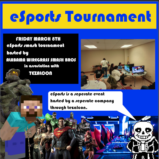 TezalCon's tweet photo. Friday March 8th will be for the eSports tournament hosted by Wiregrass Smash Bros. There will be no vendors on this day as it is only for eSports. Main event game is Smash. We will also be doing Injustice, Halo, and more.

#tezalcon #tezalcon2023 #tezalcon2024 #esports #gaming https://t.co/WNMf7QnMfz