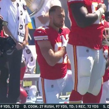 David Niven on X: "Seeing a lot of Travis Kelce kneeling today. Wrote a couple papers about the NFL anthem protests...and while hundreds of players took a knee, very few were white (