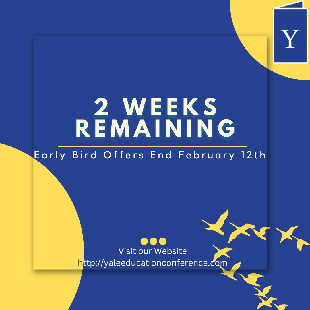 Hurry up! 🔥 Only 2 weeks till Early bird registration closes!

Head to: yaleeducationconference.com now to get your tickets, check out our latest schedule, panel details, and more. 📚

#yale #education #policy #LeadershipMatters