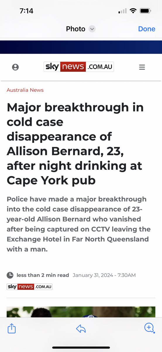 This is how the shameless Sky News reports on this!!! “After night drinking at Cape York pub”. She did not disappear herself! She was not disappeared because of “intoxication” - the angle is a man has finally been charged with her murder!!! Shameless gutter journalism