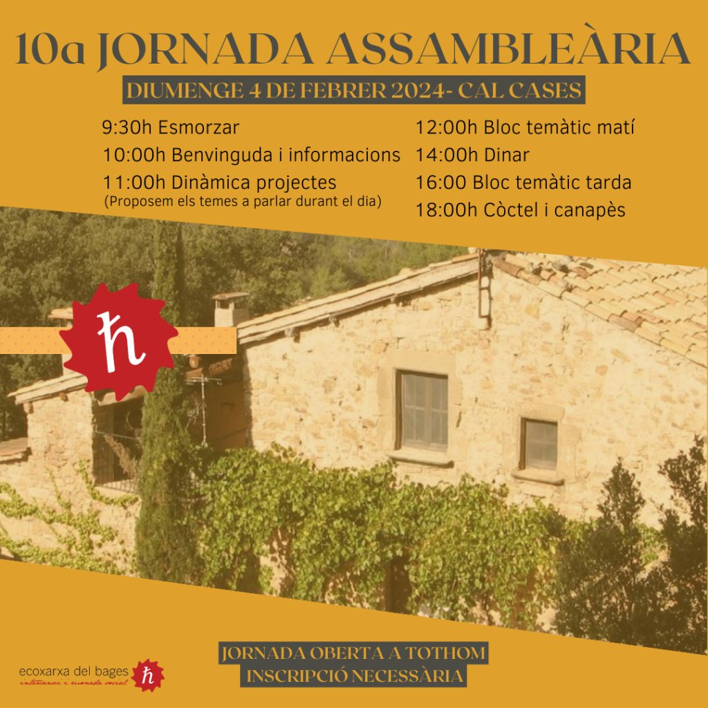 Aquest diumenge farem la Jornada Assembleària de l'Ecoxarxa del Bages. Si vols venir inscriu-te a forms.gle/93NUj5CheyZmYn…