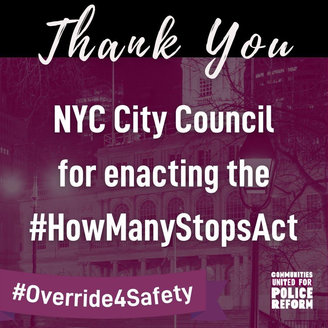 🙌🏾🙌🏾🙌🏾‼️ #Override4Safety The NY City Council and the people of NY send a clear message to Eric Adam. #HowManyStopsAct Big SHOUT OUT to @changethenypd @watchthecops @JFREJNYC @MXGMNyc