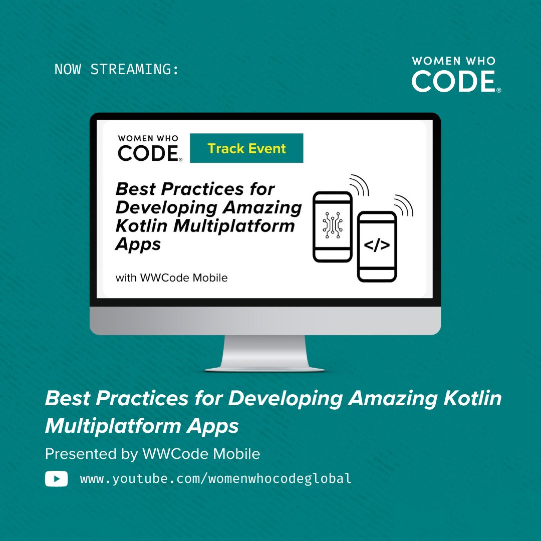 WomenWhoCode's tweet image. 📺 Learn the "Best Practices for Developing Amazing Kotlin Multiplatform Apps." Visit youtube.com/watch?v=1JBD78… to
- Improve your Kotlin/Swift interoperability
- Discover recommended libraries and tools to use in your apps
#WomenWhoCode #WWCode
#WomenInTech