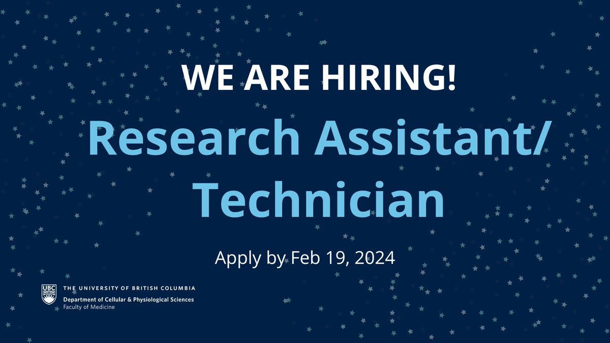 📢We are hiring! The Johnson Lab @UBCcps invites applications for a Research Assistant/Technician 3 position. Apply by Feb 19, 2024 ubc.wd10.myworkdayjobs.com/ubcstaffjobs/j…