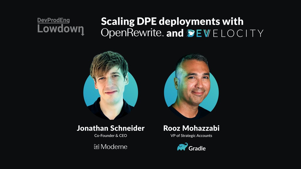 DevProdEng Showdown! (@dpeshowdown) on Twitter photo Tomorrow is the next DPE Lowdown webcast with <a href="/jon_k_schneider/">Jonathan Schneider 🌴🧑💻</a> the co-founder of <a href="/moderneinc/">Moderne, Inc.</a> <a href="/OpenRewrite/">OpenRewrite by Moderne</a> and <a href="/DJRooz/">Rooz Mohazzabi</a> from <a href="/gradle/">Gradle</a> discuss DPE success stories. Sign up and join us
gradle.com/dpe-lowdown/mo… Tomorrow is the next DPE Lowdown webcast with <a href="/jon_k_schneider/">Jonathan Schneider 🌴🧑💻</a> the co-founder of <a href="/moderneinc/">Moderne, Inc.</a> <a href="/OpenRewrite/">OpenRewrite by Moderne</a> and <a href="/DJRooz/">Rooz Mohazzabi</a> from <a href="/gradle/">Gradle</a> discuss DPE success stories. Sign up and join us
gradle.com/dpe-lowdown/mo…