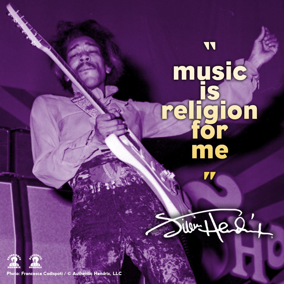 JimiHendrix's tweet photo. "𝙼𝚞𝚜𝚒𝚌 𝚒𝚜 𝚛𝚎𝚕𝚒𝚐𝚒𝚘𝚗 𝚏𝚘𝚛 𝚖𝚎" ~ #JimiHendrix https://t.co/iQuq6b7Y1s