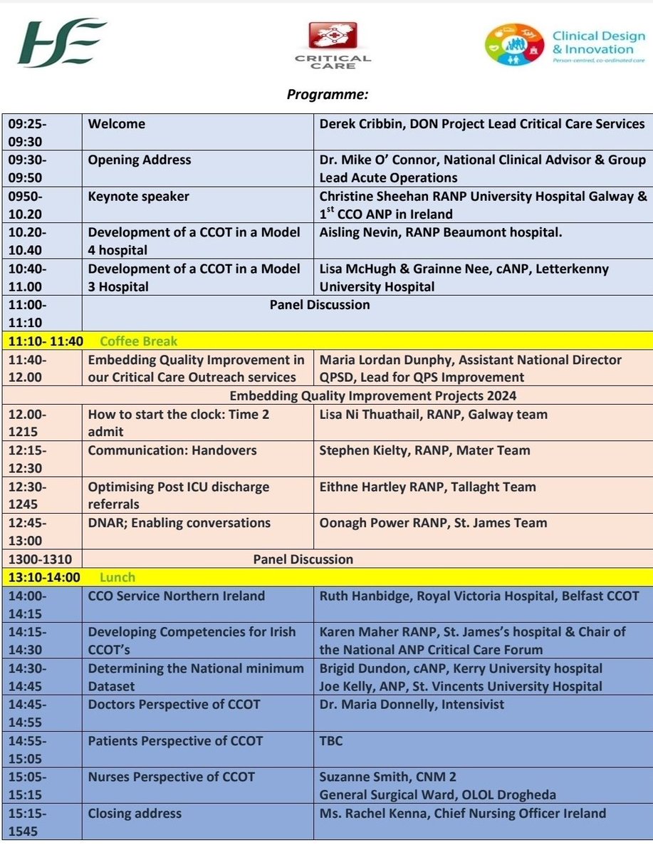 Great to see two of our own #CriticalCare ANP's presenting at this conference! Fantastic to see @stjamesdublin representation from @Kazza_Maher & Oonagh! No doubt you'll both do us proud. Looks like a great line up 🤩⭐️👊 #patientfirst #SJHNursing #criticalcareANPs