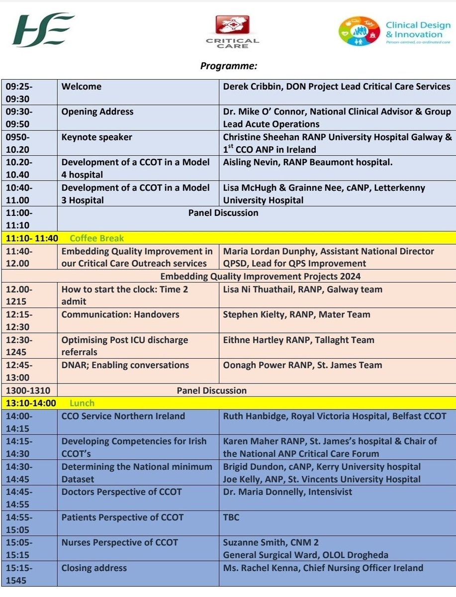 Great to see two of our own #CriticalCare ANP's presenting at this conference! Fantastic to see @stjamesdublin  representation from @Kazza_Maher & Oonagh! No doubt you'll both do us proud. Looks like a great line up 🤩⭐️👊 #patientfirst #SJHNursing #criticalcareANPs