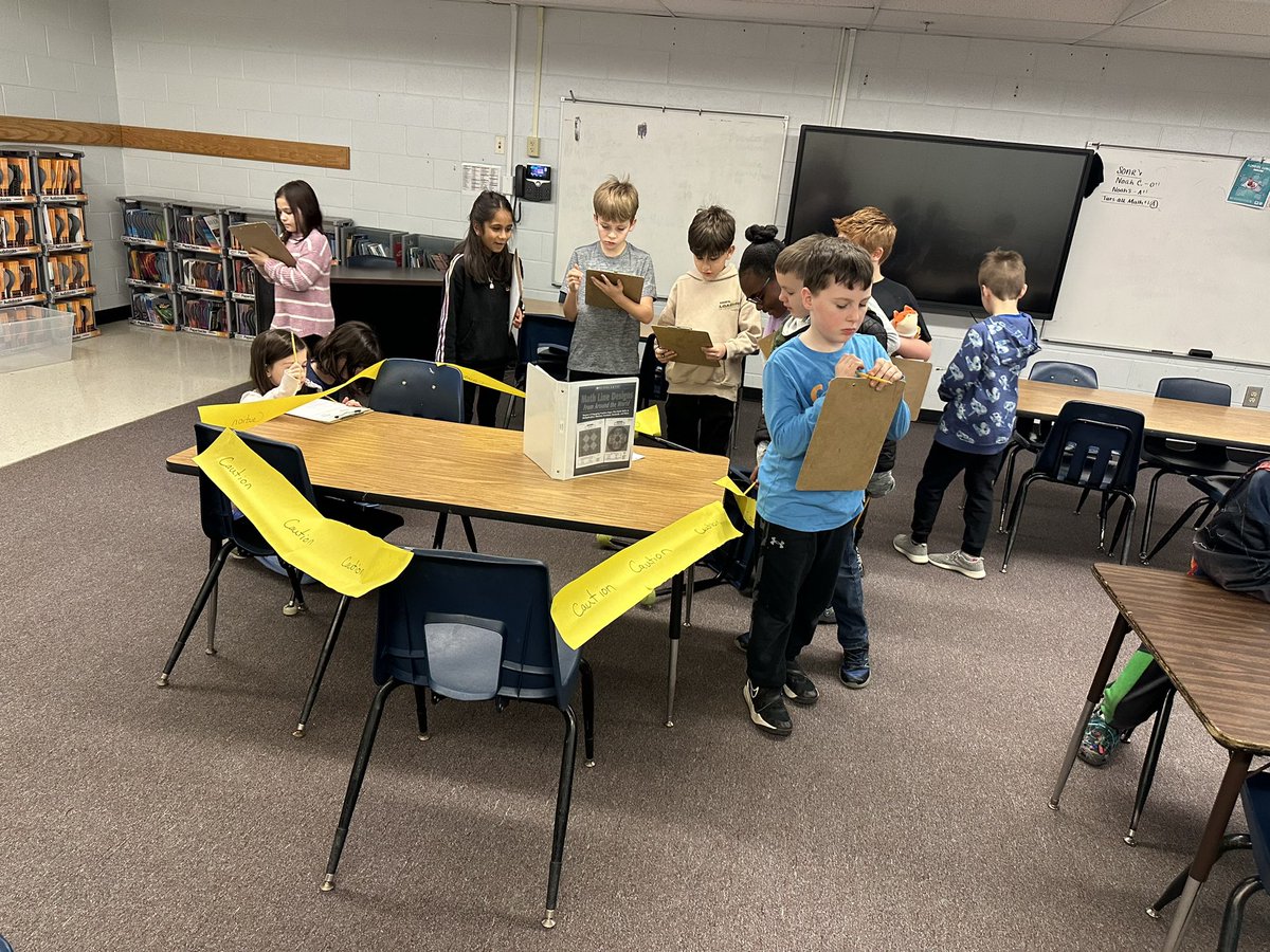 instruct2learn's tweet image. 3rd grade 🎯 students learned about observation skills in our evidence everywhere unit. They observed what they saw in our crime scene, made inferences, and drew conclusions about the crime that was committed. @RedavidDeb @FortneyJenny @VaughanRockets @CobbAlp #SOARon