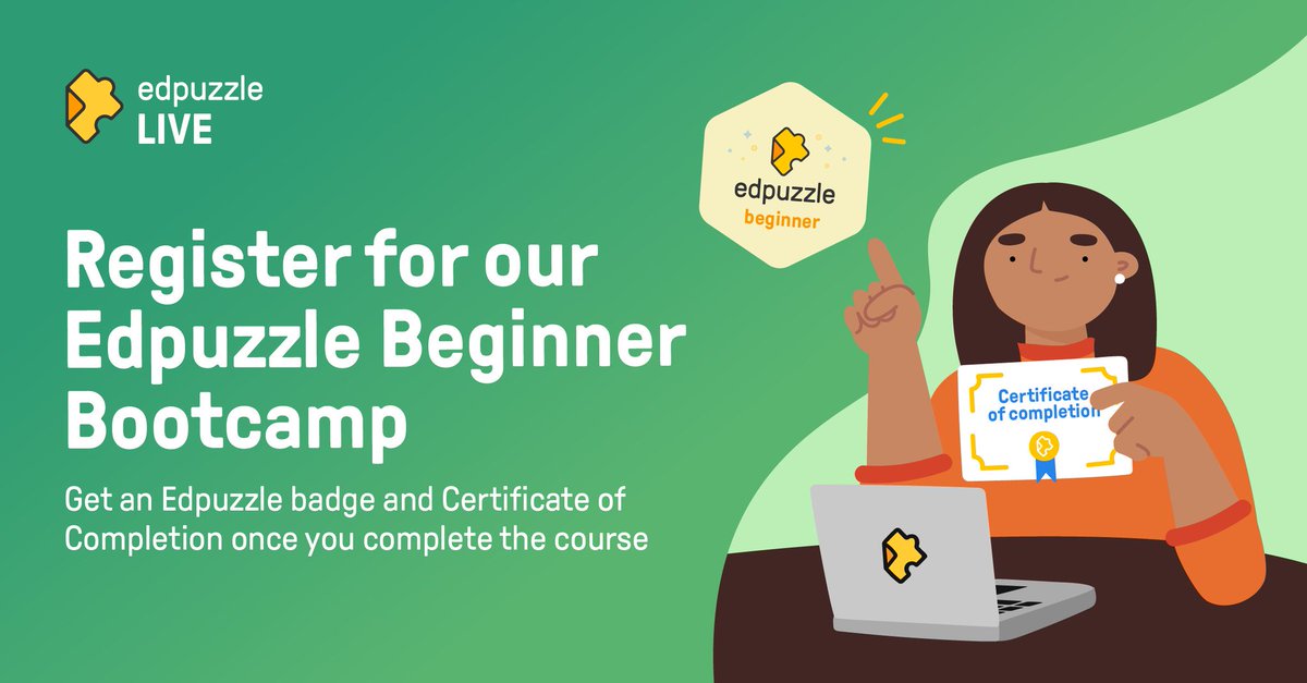 📣 Join us TOMORROW for our #EdpuzzleBootcamp 👢 

🏅 Earn your Beginner badge and master the basics of Edpuzzle with the support of @MannyDiscoTech!

🗓️ January 31st, 2024 
⏰ 1:00 p.m. ET 
🔗 RSVP bit.ly/3vYRtWD

⏰  6:30 p.m. ET
🔗 RSVP bit.ly/3vRqcpe