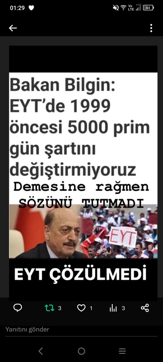 @MeltemOsmanoglu @rt_erdogan @Yucel72Ozlem @Nuruasel__ Verilen sözler tutulmadı İlk açıklandığı gibi çözülmedi EYT yasası düzenlenmeli tamamlanmali borclandik kandirildik ortada kaldık
#vaaddeğilicraat