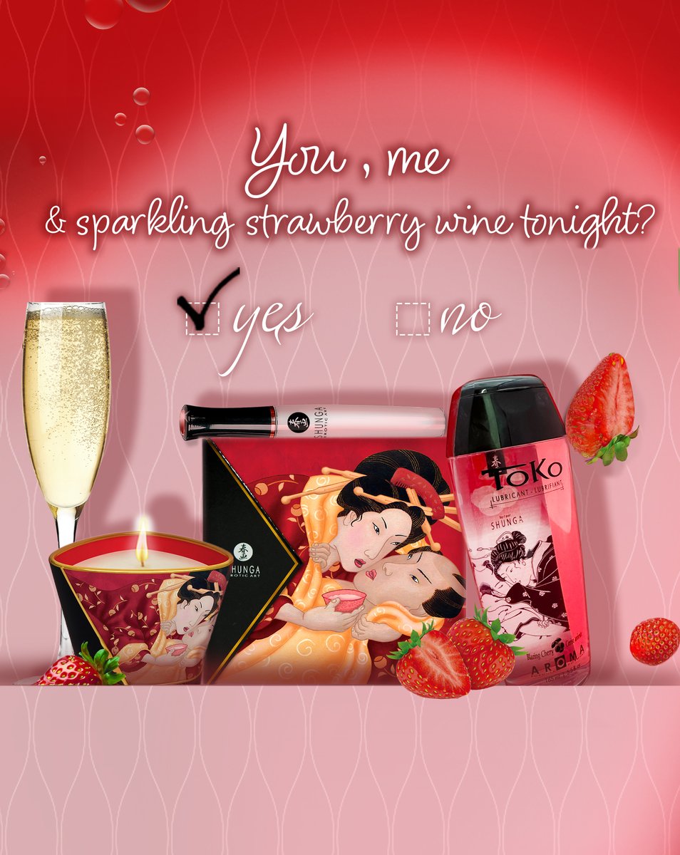 🍓 + 🥂= 💑
Enhance your Valentine's Day day with a touch of tantalizing sweetness!

We have a selection of products inspired by the luscious flavors of strawberries & sparkling wine!

#SweetestDesires #PleasureAndRomance #StrawberryLovers #ShungaProducts #ValentinesDayPassion