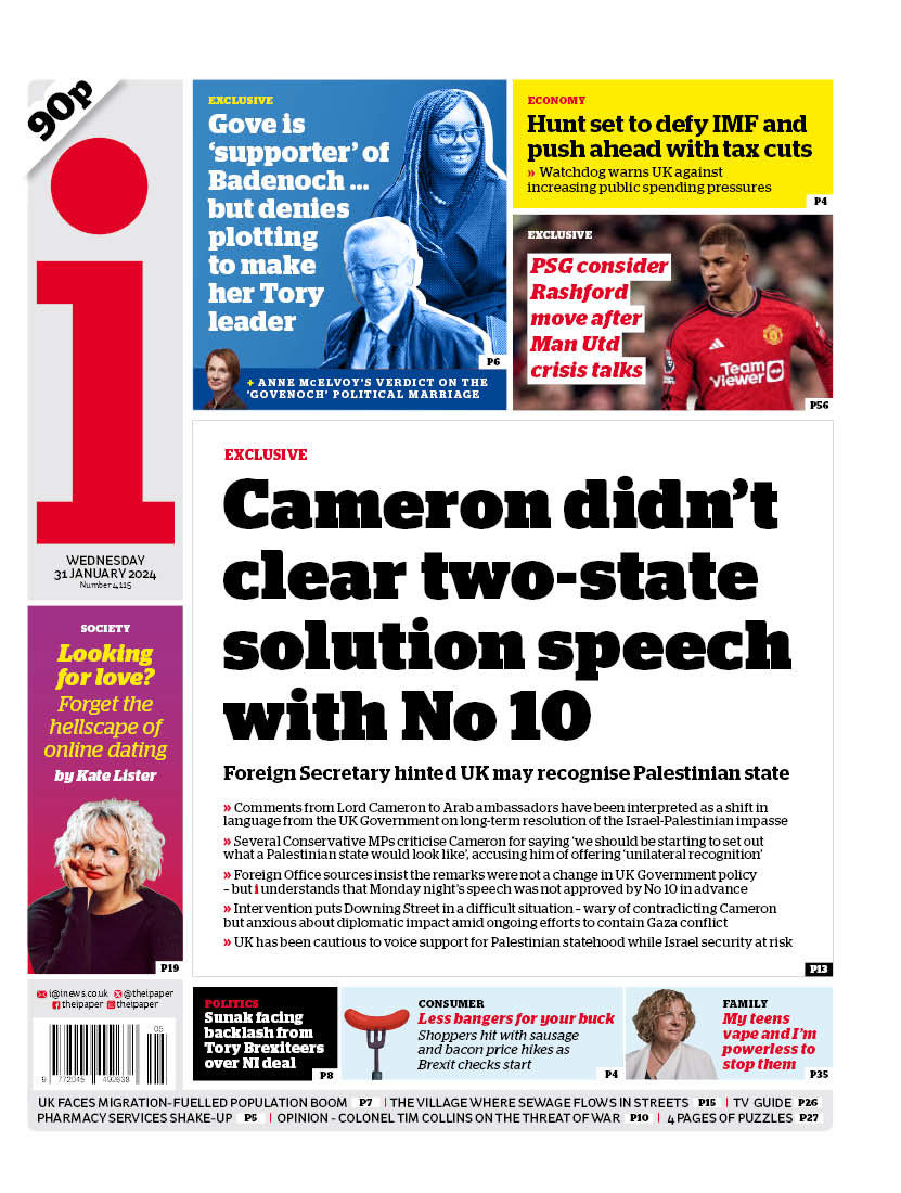 I EXCLUSIVE: Cameron didn’t clear two state solution speech with No 10 #TomorrowsPapersToday