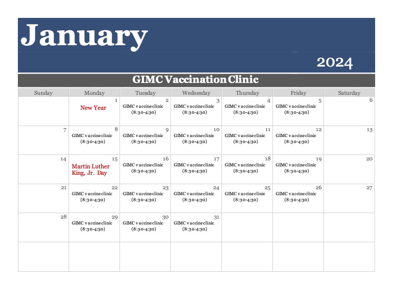 COPE_Program's tweet image. GIMC currently has Vaccination Clinics available daily from 8:30am-4:30pm!!