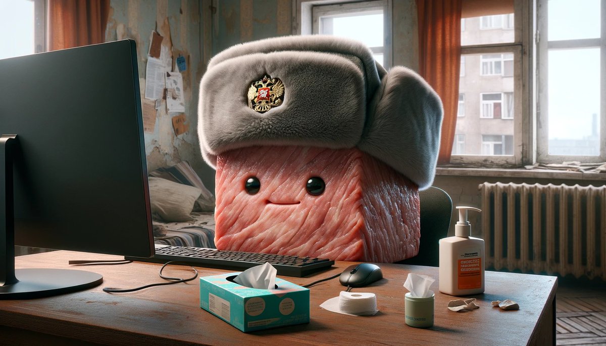 MeatCubie's tweet photo. After a long day at work #Cubie returned home and just wanted to "decompress" His internet was still down. This made #Cubie sad. #OnlyMeat https://t.co/2eDz8blTZA