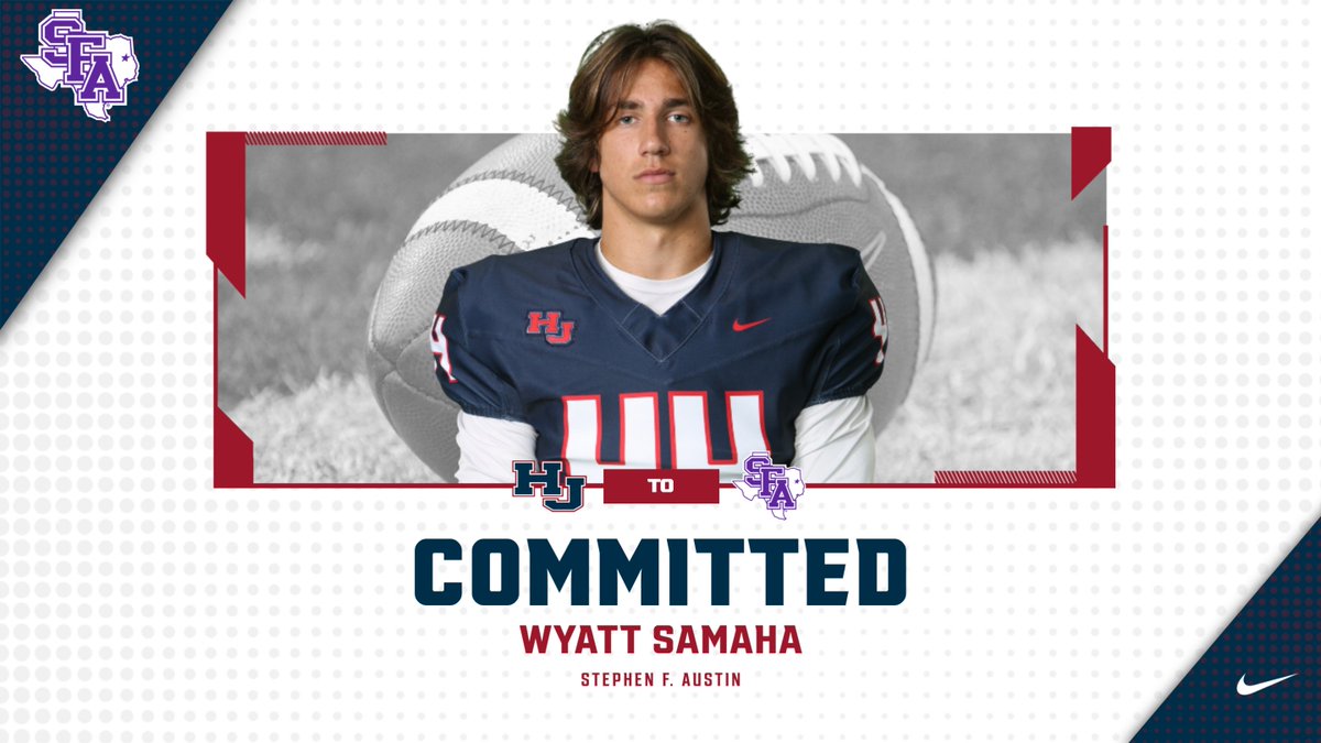 Congratulations to Wyatt Samaha on his commitment to play football at Stephen F. Austin! #WeFlyTogether