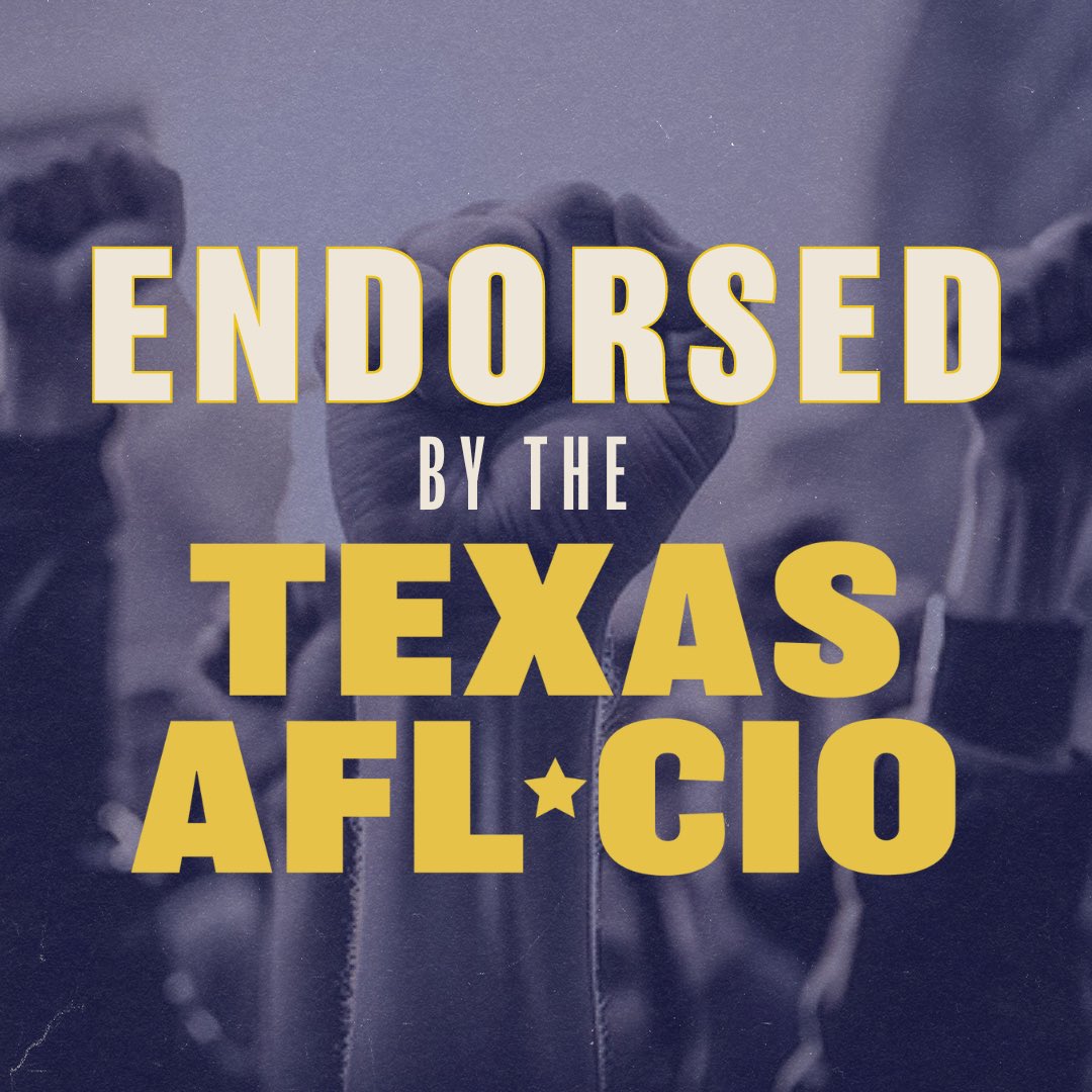 Ruben Cortez (@rubenfortexas) on Twitter photo It’s an honor to receive the endorsement of the <a href="/TexasAFLCIO/">Texas AFL-CIO</a> COPE – representing 240,000 affiliated union members!
I’ve stood with union workers from the beginning.
I’m ready to keep fighting for the working people of our state.
#LaborVotes #TXUnionStrong #1u #txlege It’s an honor to receive the endorsement of the <a href="/TexasAFLCIO/">Texas AFL-CIO</a> COPE – representing 240,000 affiliated union members!
I’ve stood with union workers from the beginning.
I’m ready to keep fighting for the working people of our state.
#LaborVotes #TXUnionStrong #1u #txlege