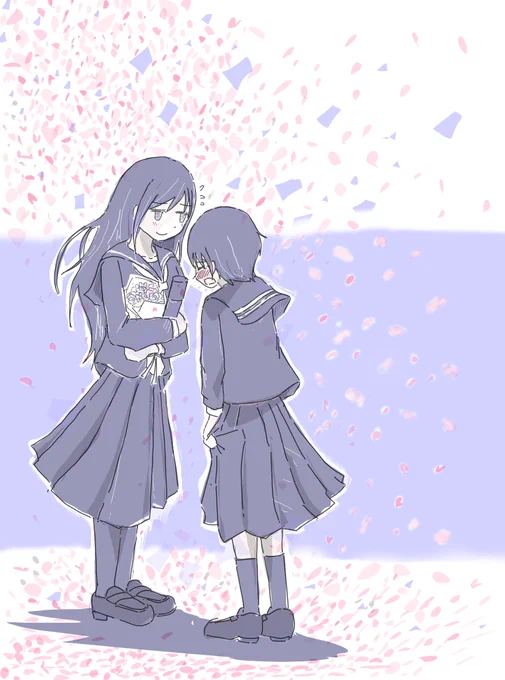#女の子二人のイラストを貼る見た人もやる 