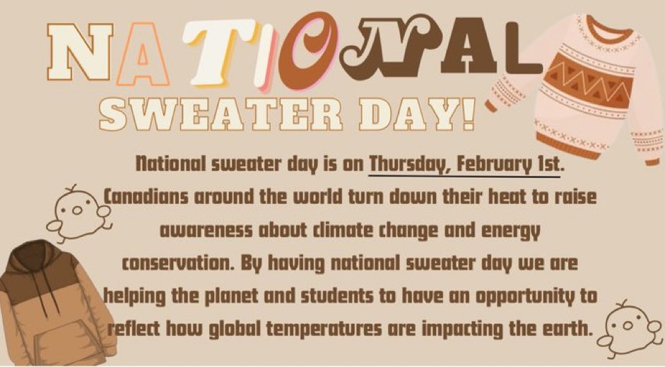 Join us for National Sweater Day on Feb 1st.