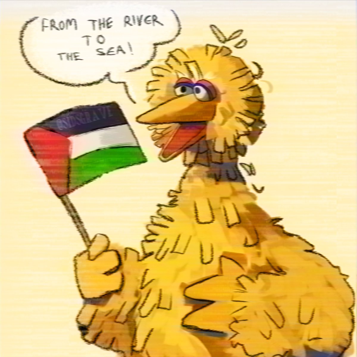 Big Bird says FREE PALESTINE!!