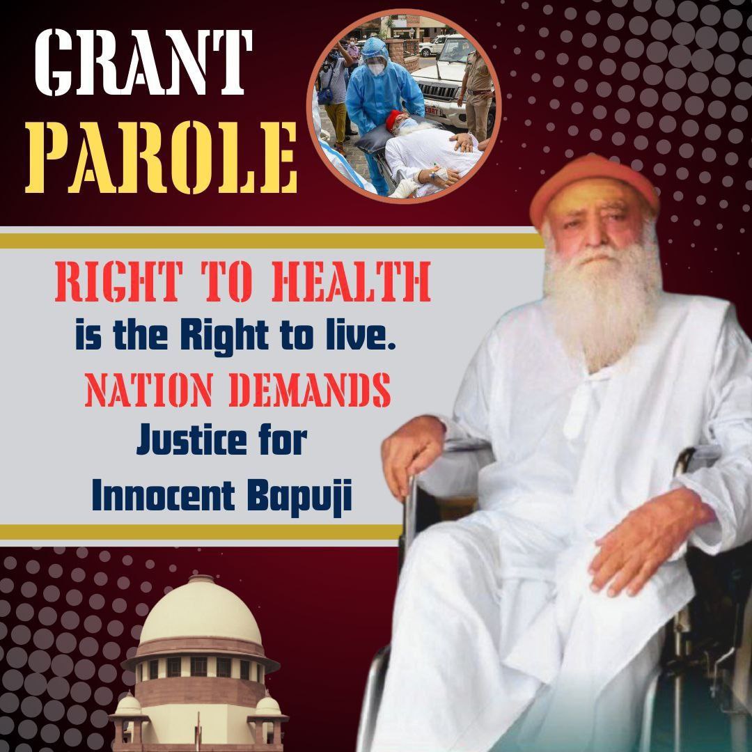 Sant Shri Asharamji Bapu ji's health has been deteriorating for the last one month.
The Hindu saint is being subjected to extreme atrocities by not giving #BasicHumanRights for 11 years, he is in great need of proper medical treatment, hence justice should be given immediately.✊