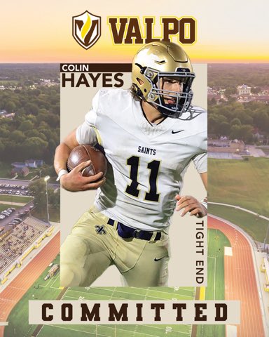 I am excited to announce my commitment to further my academic and athletic career at Valparaiso University I would like to thank my family, coaches, and teammates that helped me along the way!! @Coach_Symmes @valpoufootball @CCHSsaintsFB @EDGYTIM @CoachLFox @coachjarnigan