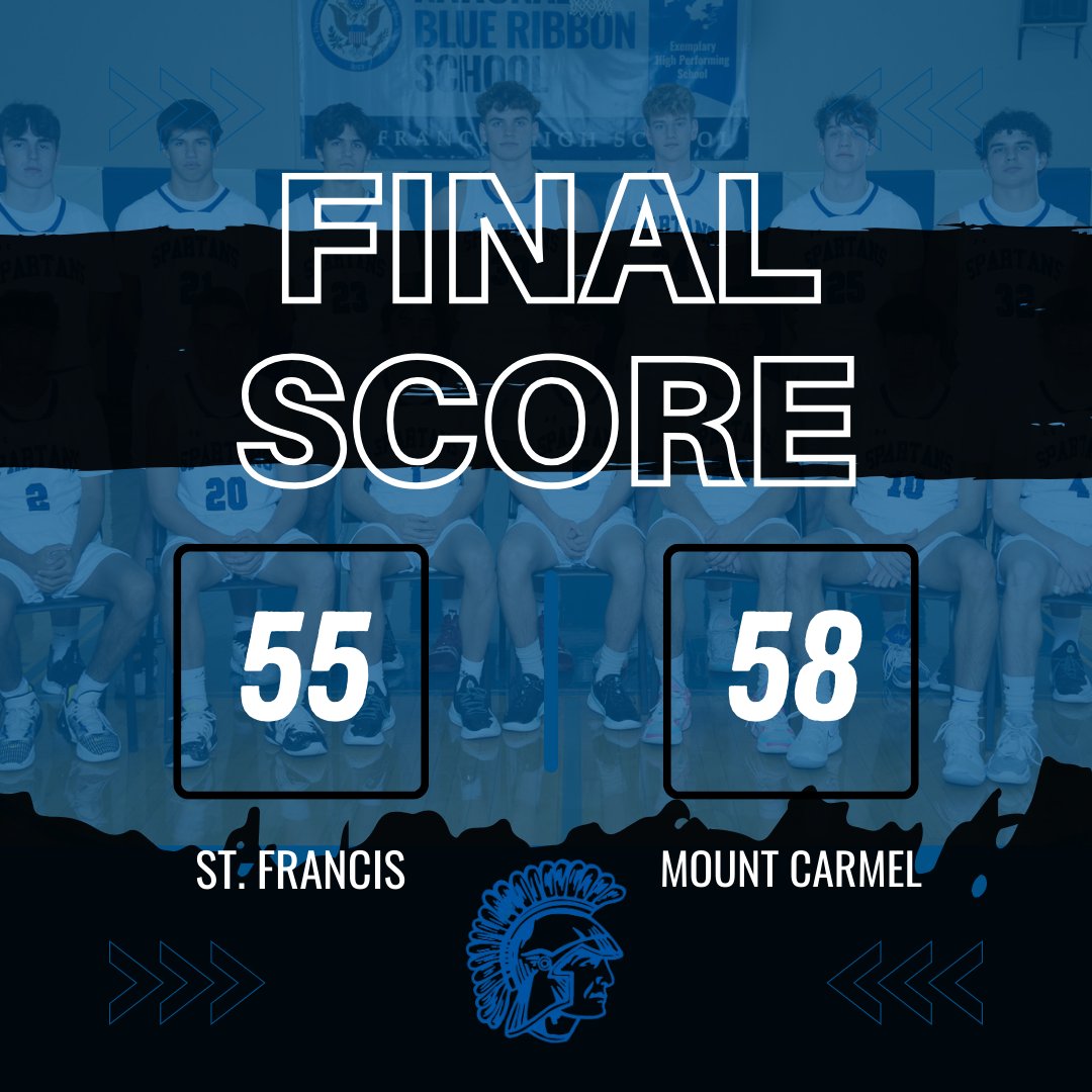 Spartans drop a close one on the road at Mount Carmel 55-58. #OneStandard McEwen: 21pts Ston: 11pts Mueller: 9pts 📰: @michaelsobrien @joehoopsreport @dhpreps @KaneCountyPreps @HardwoodPrepsIL @ILHoopProspects @scottybscout @hsbballjg