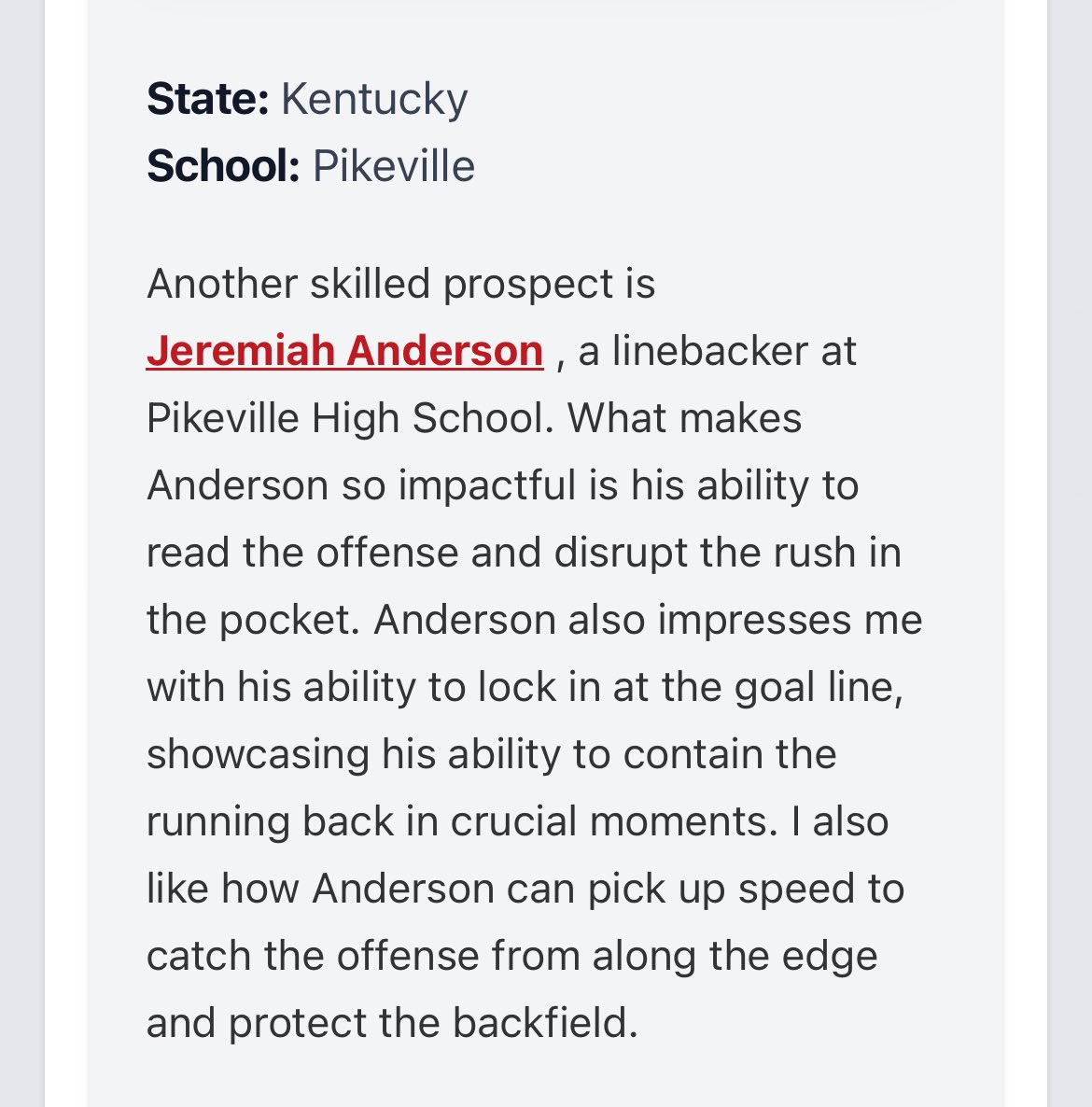 Jeremiah Anderson (@jeremiah_a1640) on Twitter photo thank you for the write up!! <a href="/drew_toennies/">Drew Toennies</a> <a href="/PrepRedzoneKY/">Prep Redzone Kentucky</a> <a href="/PikevilleHSFB/">Pikeville HS Panther Football</a> <a href="/PHS_CoachMac/">Chris McNamee</a> thank you for the write up!! <a href="/drew_toennies/">Drew Toennies</a> <a href="/PrepRedzoneKY/">Prep Redzone Kentucky</a> <a href="/PikevilleHSFB/">Pikeville HS Panther Football</a> <a href="/PHS_CoachMac/">Chris McNamee</a>