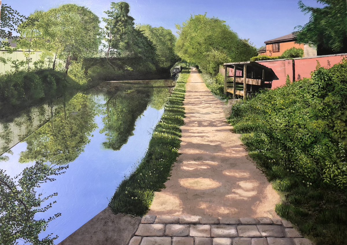 JohnTrowsdale's tweet photo. ‘Morning Shadows’ oil painting on panel size A2 I’m trying to capture the tranquility warmth of a summers morning. Framed and available on my website in bio.
.
.
#art4sale #artforsale #manchester #contemporaryart #artcollector #britishartist #sunnyday #art #oilpainting #stockport https://t.co/NhOAjFu8dE