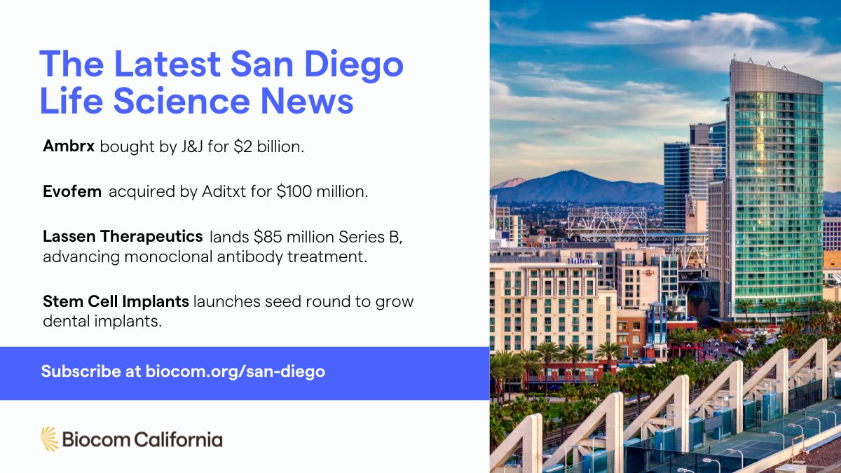 Did you catch this month’s San Diego newsletter? Learn more on Mayor <a href="/ToddGloria/">Todd Gloria</a>’s State of the City address, joining our #CEOCornerstone program, our upcoming Global Life Science Partnering &amp; Investor Conference, and more. Read the full edition: bit.ly/42en6rz