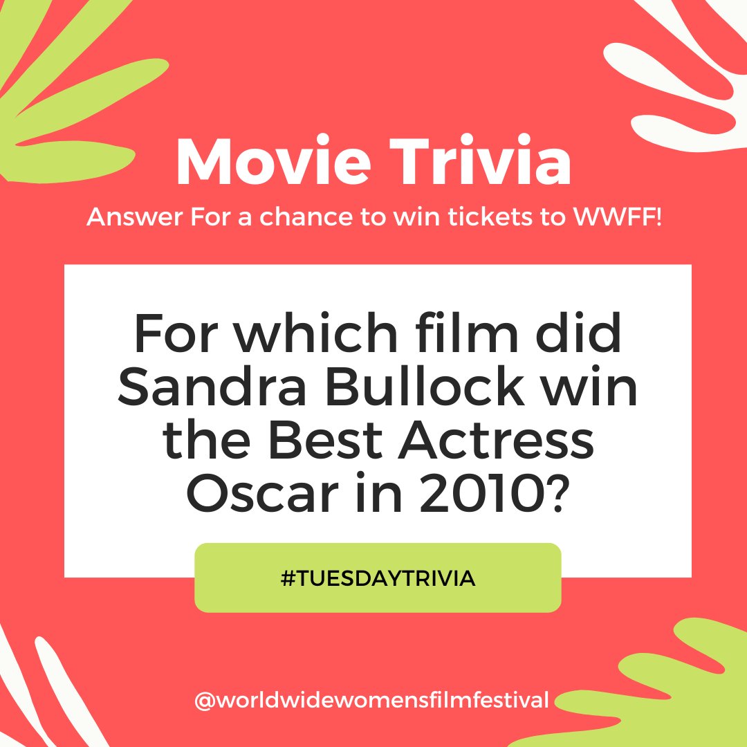 For which film did Sandra Bullock win the Best Actress Oscar in 2010?

#womensfilmfestival #womenfilmmakers #wwfilmfest #FilmTrivia #movietrivia #triviatuesday
