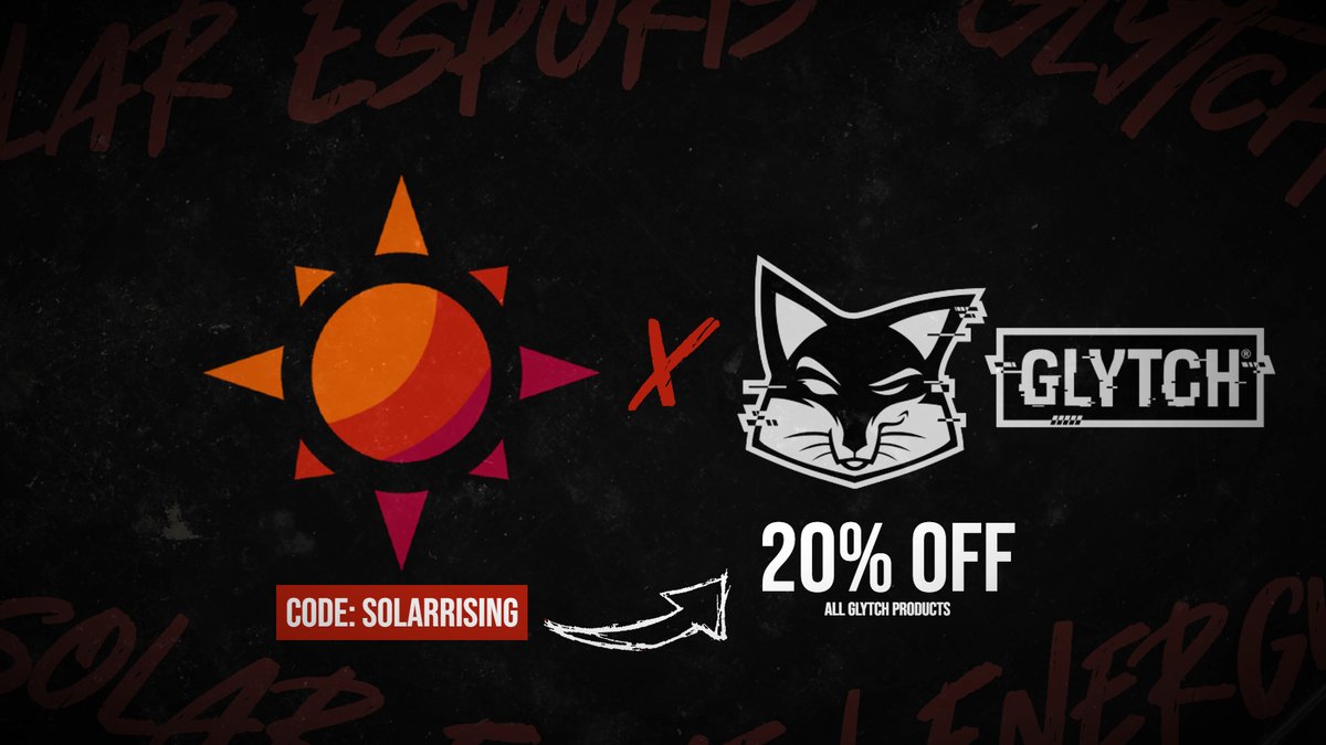 SolarEsportsSLE's tweet photo. We are pleased to announce that we are working with @GLYTCHEnergy for a long-term partnership!
Using the code SOLARRISING when checking out at https://t.co/Om954ihAV9 gets you 20% OFF ALL PRODUCTS!
It's super exciting to work with GLYTCH, and we have more info in this thread! https://t.co/DwPHaDMbjL