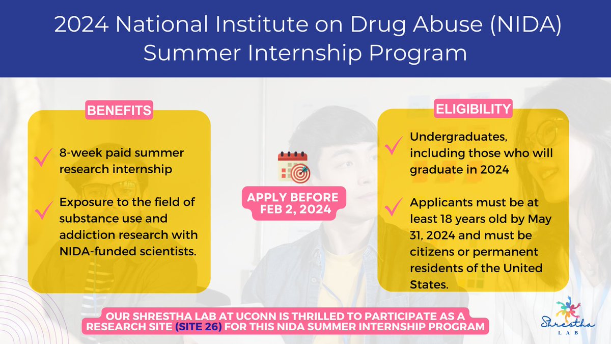 Join our lab!✨
If you are interested in #mHealth 📱substance use & HIV prevention research, apply to the NIDA Summer Research Internship Program and select site 2⃣6⃣.

Apply  before February 2: 👇👇nidaextshare.nida.nih.gov/SRIP/sitepages…

#Internship #MHealth #NIDASRIP2024