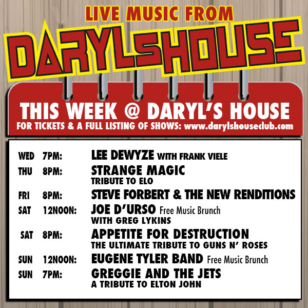 DarylsHouseClub's tweet photo. GET TICKETS HERE: https://t.co/7LBuu9c2xc
#leedewyze #frankviele #strangemagic #tributetoelo #steveforbert #thenewrenditions #joedurso #greglykins #appetitefordestruction #gunsnrosestribute #eugenetylerband #greggieandthejets #eltonjohntribute #darylshouseclub https://t.co/3p8k8G5JrS