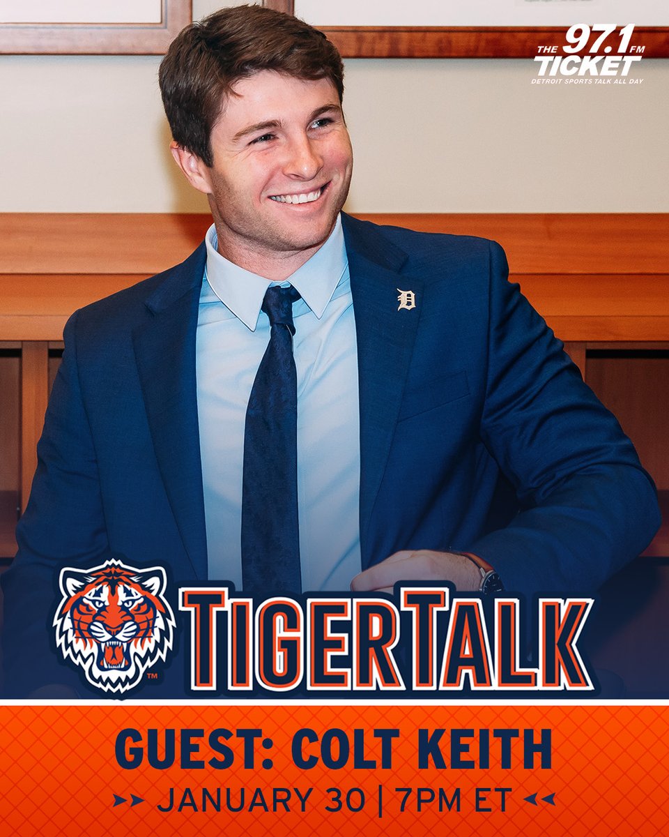 Detroit Tigers (@tigers) on Twitter photo Dan Dickerson catches up with Colt Keith tonight on #TigerTalk!
Tune in to <a href="/971theticketxyt/">97.1 The Ticket:</a> at 7 p.m. ET. Dan Dickerson catches up with Colt Keith tonight on #TigerTalk!
Tune in to <a href="/971theticketxyt/">97.1 The Ticket:</a> at 7 p.m. ET.