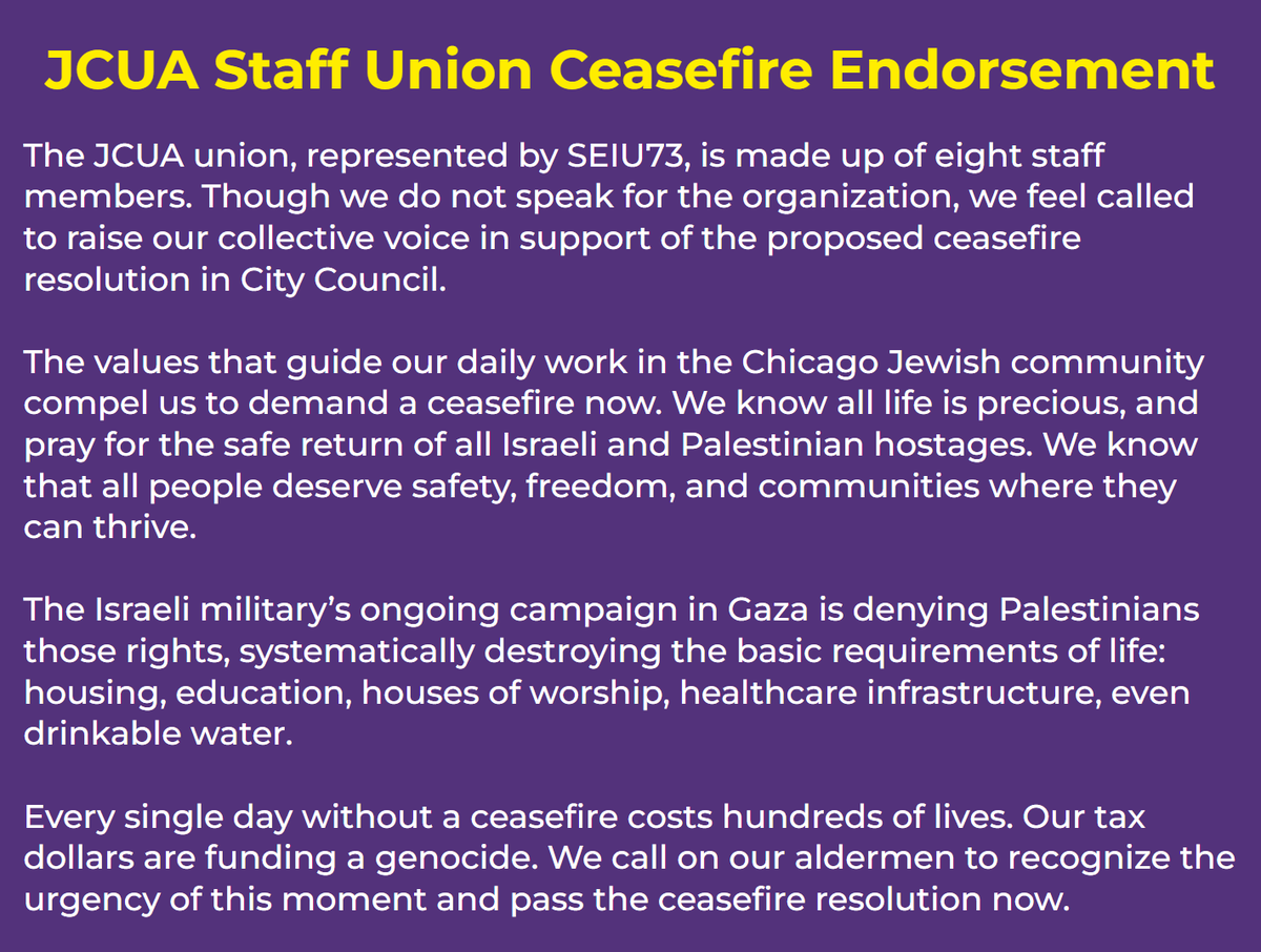 JCUA Staff Union Ceasefire Endorsement: