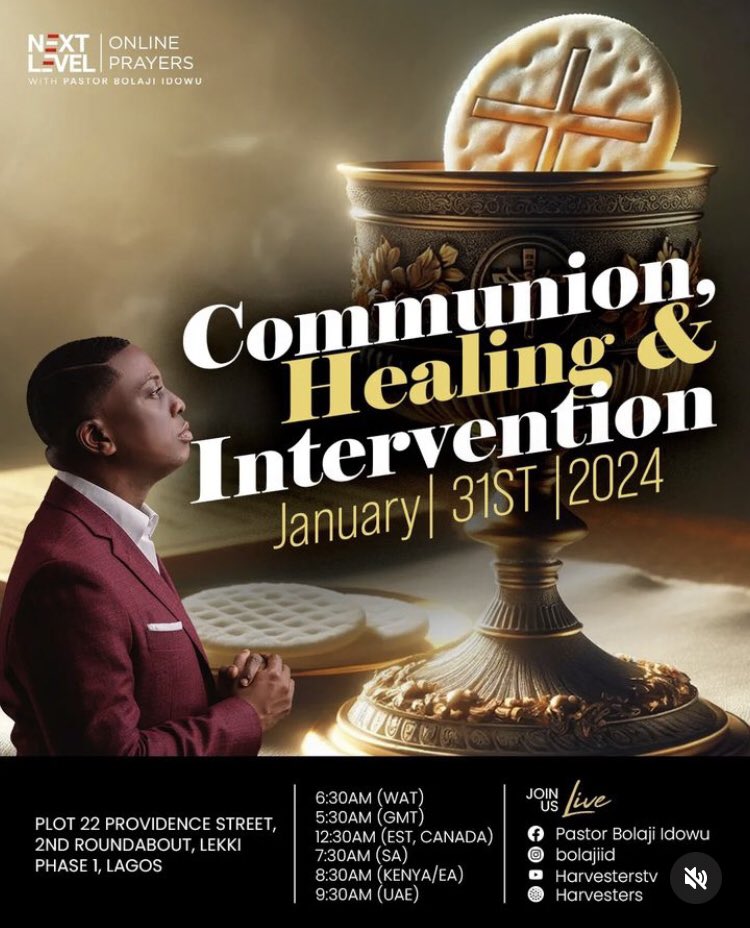 UncleGeeOfZion's tweet photo. Thank God for January 2024 🙌
Join the #NLP Communion, Healing & Intervention Service soon 🚨
Invite someone 👍
#Wednesday
#January31st
#PropheticPrayers
#WordBasedPrayers
#Miracles
#NextLevelPrayers
#NLPWithPastorBolaji
#UnstoppableMultiplication https://t.co/89TOgxroEI