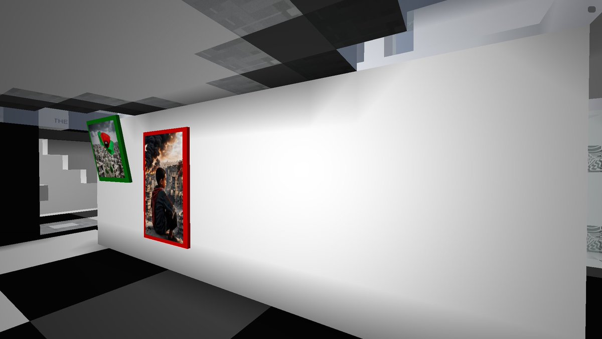 So wdythink? 4 more #tez4pal should do it on this wall @cryptovoxels Time to explore Objkt marketplace 🔗 (Jan 20 - Feb 20). If anyone has art for 🇵🇸 that HAS to be on this wall, lmk 👉 tweet Title + Artist. Great thg about NFTs in the 'verse is u don't hv to own 'em to show 'em.