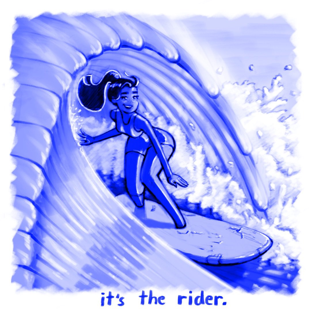 (31/31) blue ink series #girl #surfing #ocean #surfboard #longboard #wave #blueink #bluepencil #shortstory #story #comic #book #graphicnovel #webcomic #webtoon #originalcharacter #childrensbook #procreate #art #illustration #ink #drawing #beach #surf #tropical #anime #cartoon